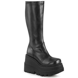 Demonia Cult Shaker 65 Black Platform Vegan Leather Boots